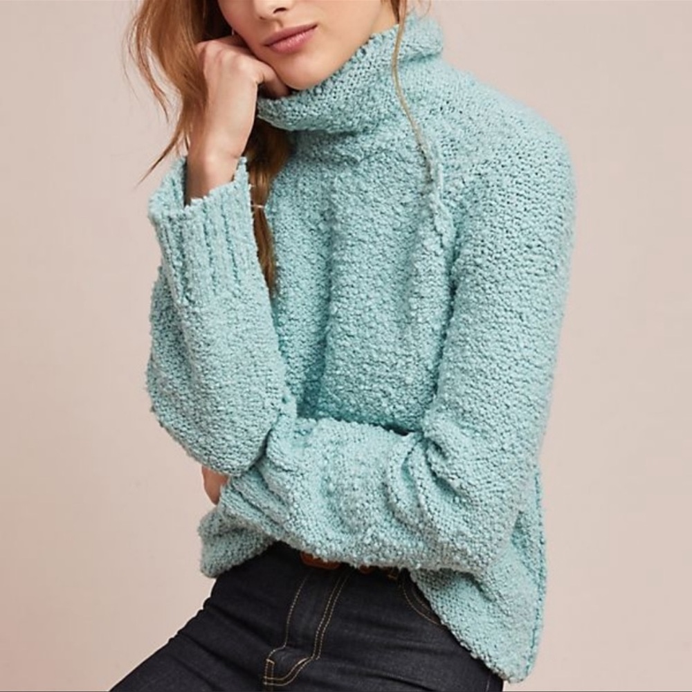 ANTHROPOLOGIE Blue Boucle Oversized Sweater